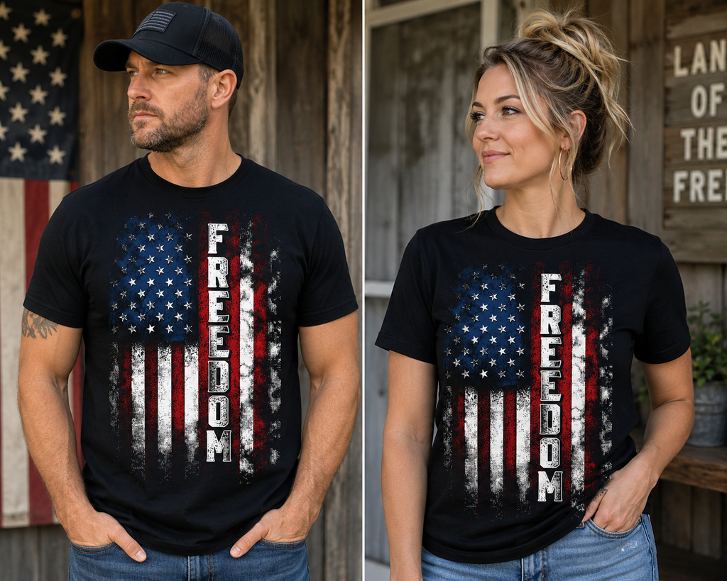 FREEDOM Distressed American Flag T-Shirt | LockerRoom Ink