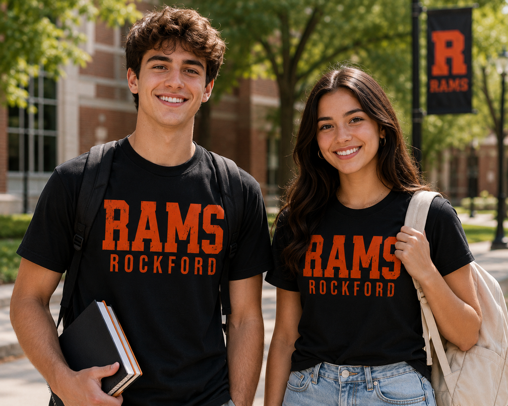 Rockford Rams Distressed T-Shirt | Gildan Heavy Cotton