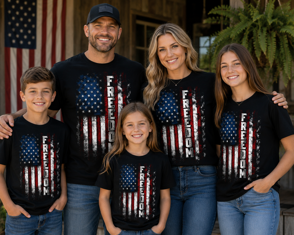 FREEDOM Distressed American Flag T-Shirt | LockerRoom Ink