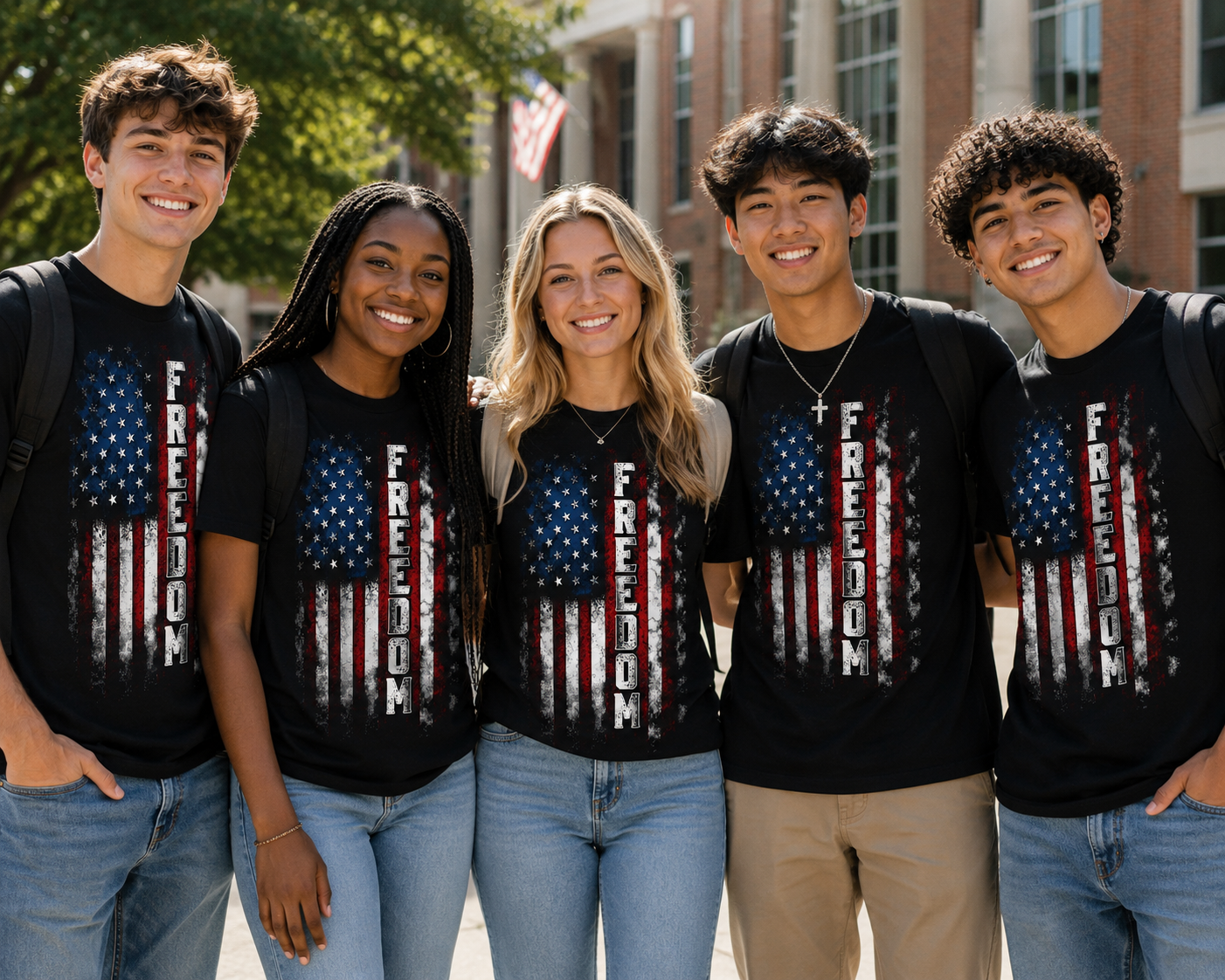 FREEDOM Distressed American Flag T-Shirt | LockerRoom Ink