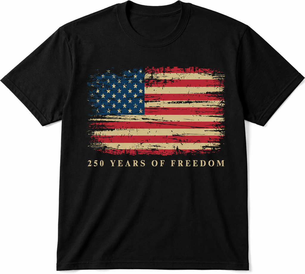 America 250 Distressed American Flag T-Shirt | LockerRoom Ink