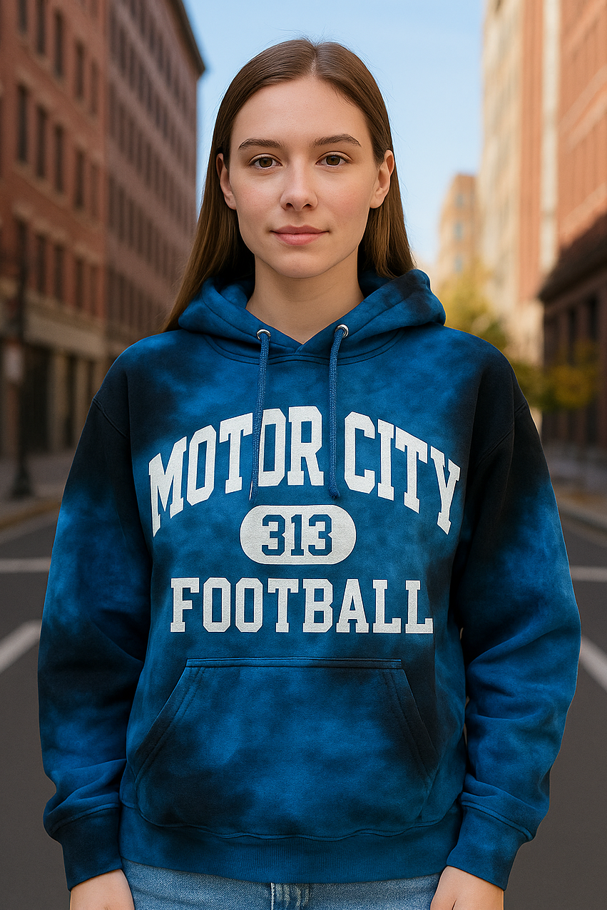 Motor City 313 Football Tie-dye Hoodie