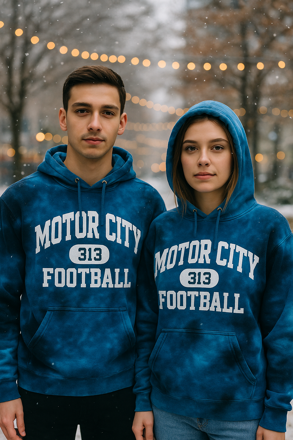 Motor City 313 Football Tie-dye Hoodie