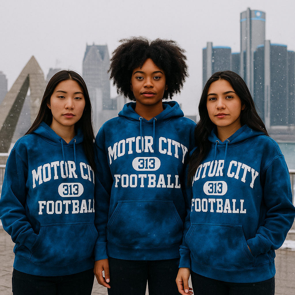 Motor City 313 Football Tie-dye Hoodie